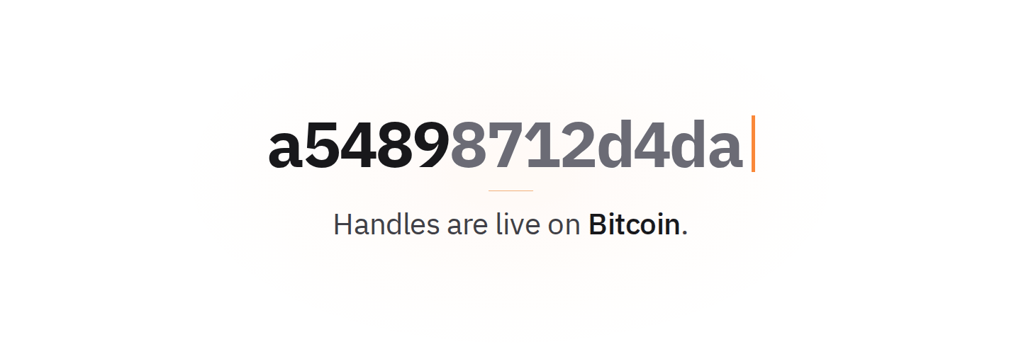 Handles are live on Bitcoin